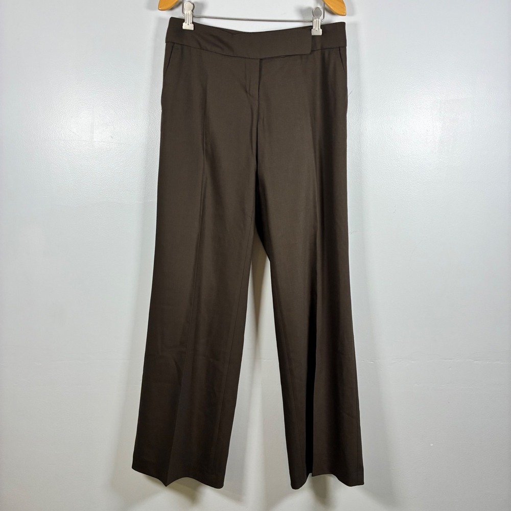 Talbots Dress Pants 4 Brown Signature Wool Blend Wide Leg Academia Office Luxury